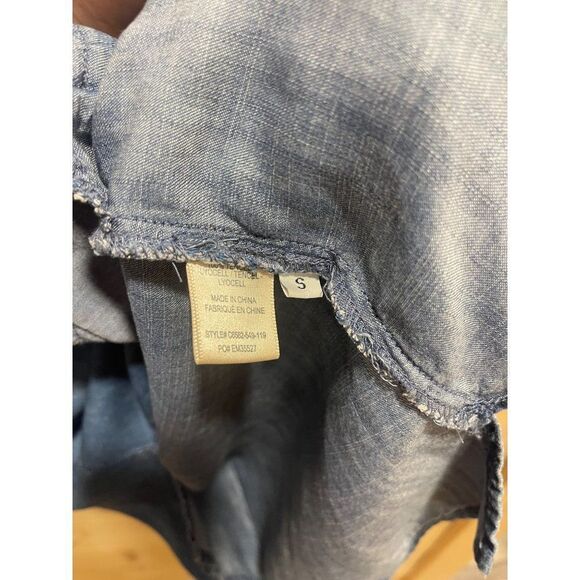 Cloth & Stone Anthropologie Chambray V Neck Shirt Dress S - Picture 3 of 8